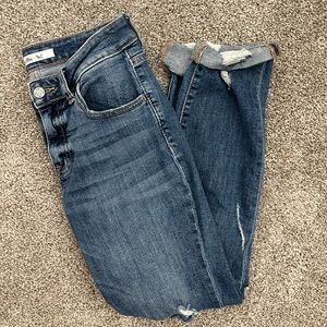 Girlfriend Distressed Ankle Jeans